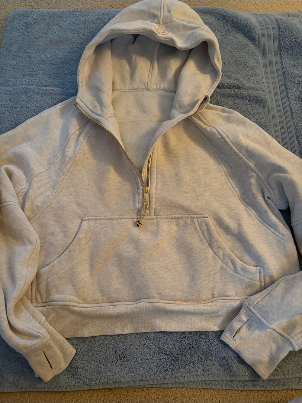 lululemon athletica Light Heather Gray Cropped Half-Zip Hoodie